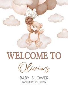 1027 Brown We Can Bearly Wait Baby Shower Welcome Sign 16x20 A: 1027 Brown We Can Bearly Wait Baby Shower Welcome Sign