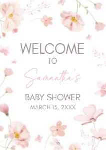 1029 Baby in Bloom Baby Shower Welcome Sign A3 A: 1029 Baby in Bloom Baby Shower Welcome Sign