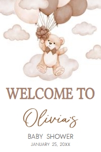 1027 Brown We Can Bearly Wait Baby Shower Welcome Sign 20x30 A: 1027 Brown We Can Bearly Wait Baby Shower Welcome Sign