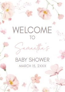 1029 Baby in Bloom Baby Shower Welcome Sign A1 A: 1029 Baby in Bloom Baby Shower Welcome Sign
