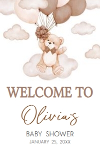 1027 Brown We Can Bearly Wait Baby Shower Welcome Sign 24x36 A: 1027 Brown We Can Bearly Wait Baby Shower Welcome Sign