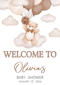 1027 Brown We Can Bearly Wait Baby Shower Welcome Sign A1 A: 1027 Brown We Can Bearly Wait Baby Shower Welcome Sign