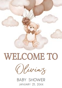 1027 Brown We Can Bearly Wait Baby Shower Welcome Sign A2 A: 1027 Brown We Can Bearly Wait Baby Shower Welcome Sign