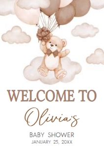 1027 Brown We Can Bearly Wait Baby Shower Welcome Sign A4 A: 1027 Brown We Can Bearly Wait Baby Shower Welcome Sign