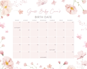 1029 Baby in Bloom Baby Shower Calendar 10x8 A: 1029 Baby in Bloom Baby Shower Calendar