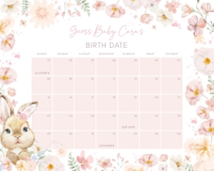 1029 Baby in Bloom Baby Shower Calendar design preview