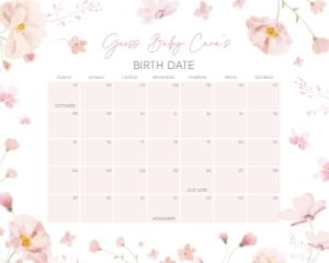1029 Baby in Bloom Baby Shower Calendar 20x16 A: 1029 Baby in Bloom Baby Shower Calendar