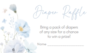 1031 Blue Baby in Bloom Baby Shower Diaper Raffle A: 1031 Blue Baby in Bloom Baby Shower Invitation Set