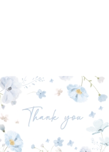 1031 Blue Baby in Bloom Baby Shower Thank You Card A: 1031 Blue Baby in Bloom Baby Shower Invitation Set