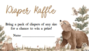 1032 Woodland Animals Baby Shower Diaper Raffle A: 1032 Woodland Animals Baby Shower Invitation Set