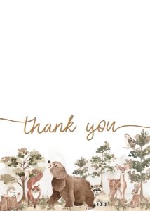 1032 Woodland Animals Baby Shower Thank You Card A: 1032 Woodland Animals Baby Shower Invitation Set
