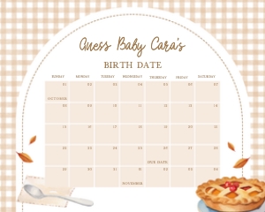1032 Woodland Animals Baby Shower Calendar design preview