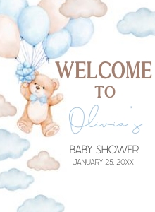 1027 Brown We Can Bearly Wait Baby Shower Welcome Sign design preview