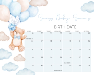1027 Brown We Can Bearly Wait Baby Shower Calendar design preview