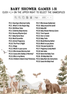 1032 Woodland Animals Baby Shower Games Bundle 1 B: 1032 Woodland Animals Baby Shower Games Bundle