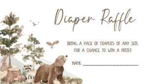 1032 Woodland Animals Baby Shower Diaper Raffle B: 1032 Woodland Animals Baby Shower Invitation Set