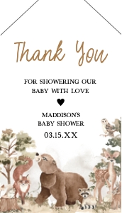 1032 Woodland Animals Baby Shower Favor Tags design preview
