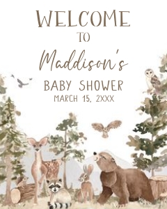 1032 Woodland Animals Baby Shower Welcome Sign design preview