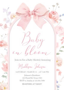 1035 Coquette Baby in Bloom Baby Shower Invitation A: 1035 Coquette Baby in Bloom Baby Shower Invitation
