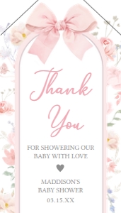 1035 Coquette Baby in Bloom Baby Shower Favor Tag with Line A: 1035 Coquette Baby in Bloom Baby Shower Favor Tag