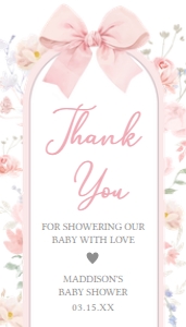 1035 Coquette Baby in Bloom Baby Shower Favor Tag A: 1035 Coquette Baby in Bloom Baby Shower Favor Tag