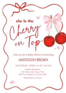 1033 Cherry Baby Shower Invitation B: 1033 Cherry Baby Shower Invitation
