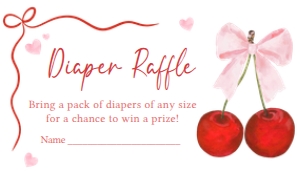1033 Cherry Baby Shower Diaper Raffle B: 1033 Cherry Baby Shower Invitation Set