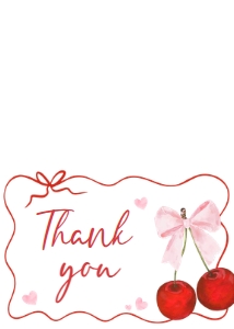 1033 Cherry Baby Shower Thank You Card B: 1033 Cherry Baby Shower Invitation Set
