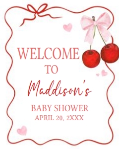 1033 Cherry Baby Shower Welcome Sign 16x20 B: 1033 Cherry Baby Shower Welcome Sign