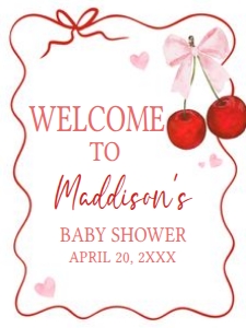 1033 Cherry Baby Shower Welcome Sign 18x24 B: 1033 Cherry Baby Shower Welcome Sign