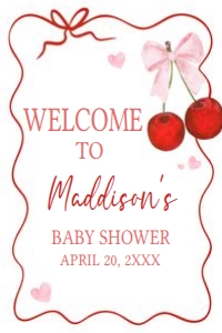 1033 Cherry Baby Shower Welcome Sign 24x36 B: 1033 Cherry Baby Shower Welcome Sign