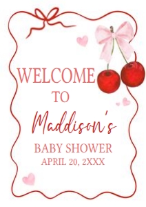 1033 Cherry Baby Shower Welcome Sign A1 B: 1033 Cherry Baby Shower Welcome Sign