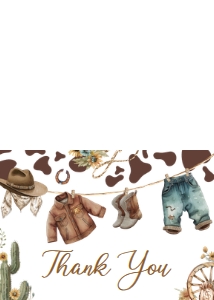1039 Cowboy Baby Shower Thank You Card A: 1039 Cowboy Baby Shower Invitation Set