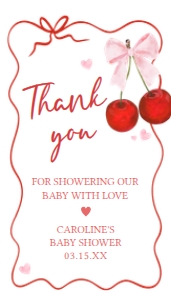 1033 Cherry Baby Shower Favor Tag B: 1033 Cherry Baby Shower Favor Tags