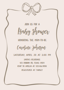 1041 Neutral Coquette Baby Shower Invitation A: 1041 Neutral Coquette Baby Shower Invitation