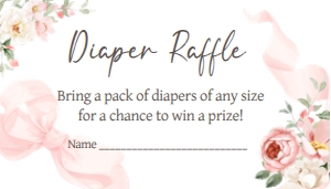 1042 Floral Coquette Baby Shower Diaper Raffle A: 1042 Floral Coquette Baby Shower Invitation Set