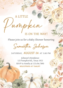 1042 Floral Coquette Baby Shower Invitation Set design preview