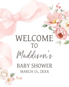 1042 Floral Coquette Baby Shower Welcome Sign design preview