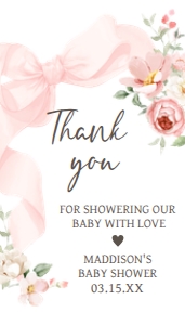 1042 Floral Coquette Baby Shower Favor Tag A: 1042 Floral Coquette Baby Shower Favor Tag