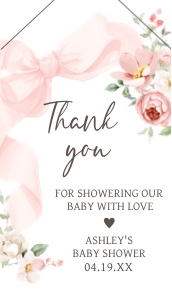 1042 Floral Coquette Baby Shower Favor Tag design preview