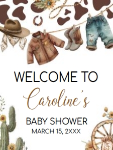 1039 Cowboy Baby Shower Welcome Sign 18x24 A: 1039 Cowboy Baby Shower Welcome Sign