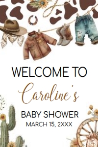 1039 Cowboy Baby Shower Welcome Sign 24x36 A: 1039 Cowboy Baby Shower Welcome Sign