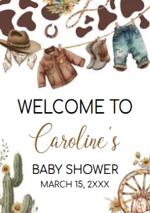 1039 Cowboy Baby Shower Welcome Sign A2 A: 1039 Cowboy Baby Shower Welcome Sign