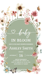 676 Boho Sage Green Baby in Bloom Baby Shower Invitation Mobile: 676 Boho Sage Green Baby in Bloom Baby Shower Mega Bundle