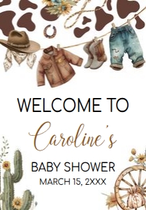 1039 Cowboy Baby Shower Welcome Sign A1 A: 1039 Cowboy Baby Shower Welcome Sign