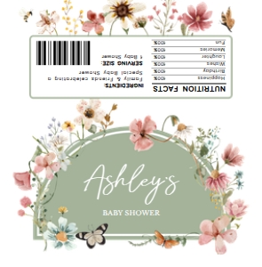 676 Boho Sage Green Baby in Bloom Baby Shower Candy Wrapper: 676 Boho Sage Green Baby in Bloom Baby Shower Mega Bundle