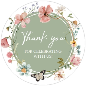 676 Boho Sage Green Baby in Bloom Baby Shower Round Favor Tags: 676 Boho Sage Green Baby in Bloom Baby Shower Mega Bundle