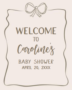 1041 Neutral Coquette Baby Shower Welcome Sign 16x20 A: 1041 Neutral Coquette Baby Shower Welcome Sign