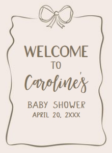 1041 Neutral Coquette Baby Shower Welcome Sign 11x15 A: 1041 Neutral Coquette Baby Shower Welcome Sign