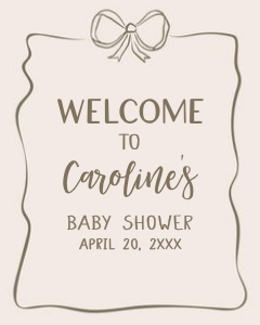 1041 Neutral Coquette Baby Shower Welcome Sign design preview